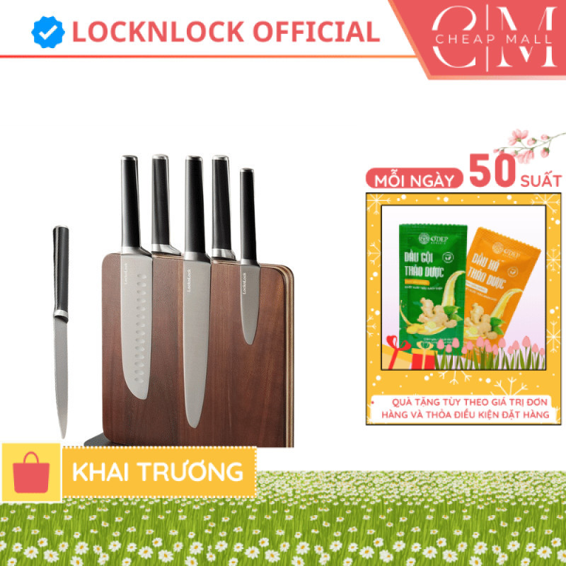 Bộ 6 dao kèm giá đỡ từ LocknLock Magnetic Knife Set CKK804 bằng thép không gỉ - CHEAP CHL