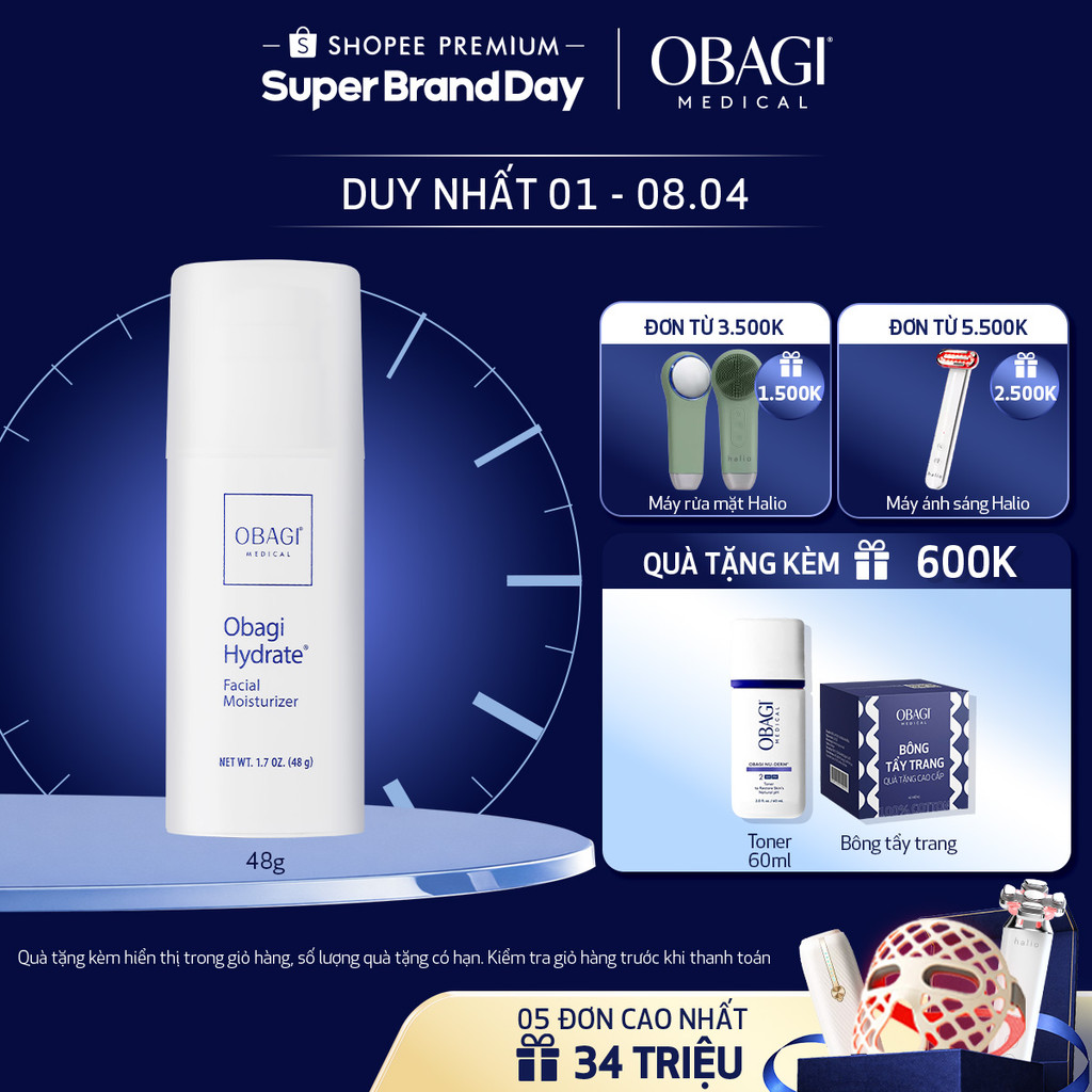 [ĐỘC QUYỀN LIVESTREAM] Kem Dưỡng Ẩm Suốt 8 Giờ Obagi Hydrate Facial Moisturizer 48g