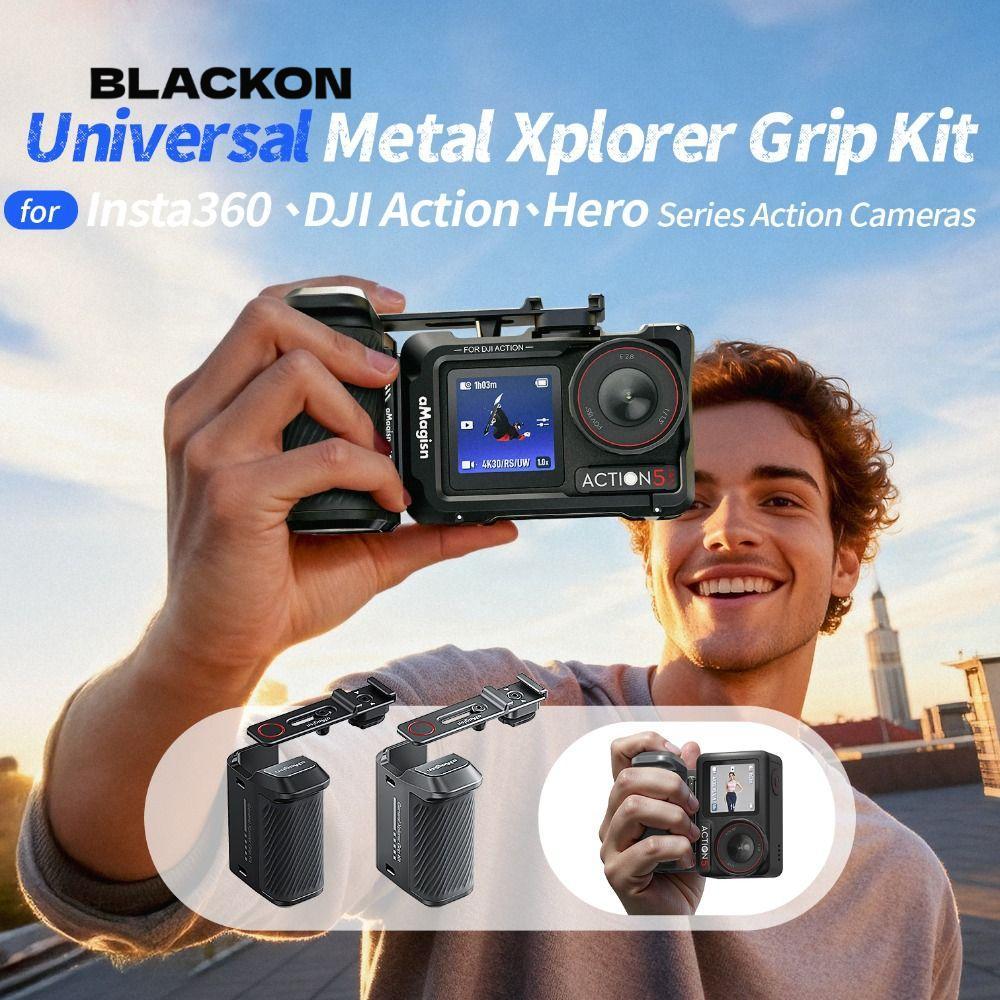 Giá đỡ Vlog cầm đường phố BLACKON, Bộ tay cầm Xplorer hợp kim nhôm có thể điều chỉnh, Bộ chuyển đổi 