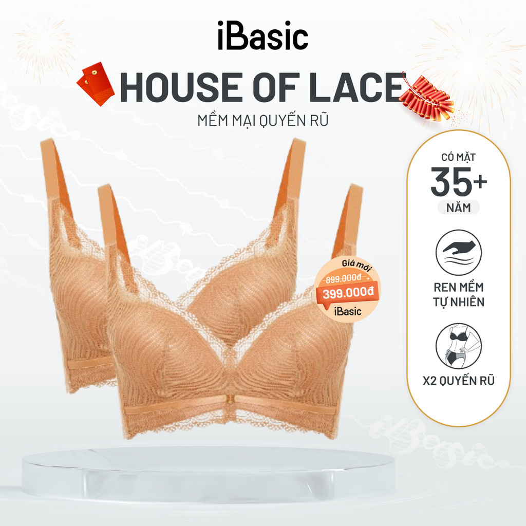 Combo 2 áo ngực iBasic có gọng mút mỏng ren cup T-Shirt iBasic BRAW132
