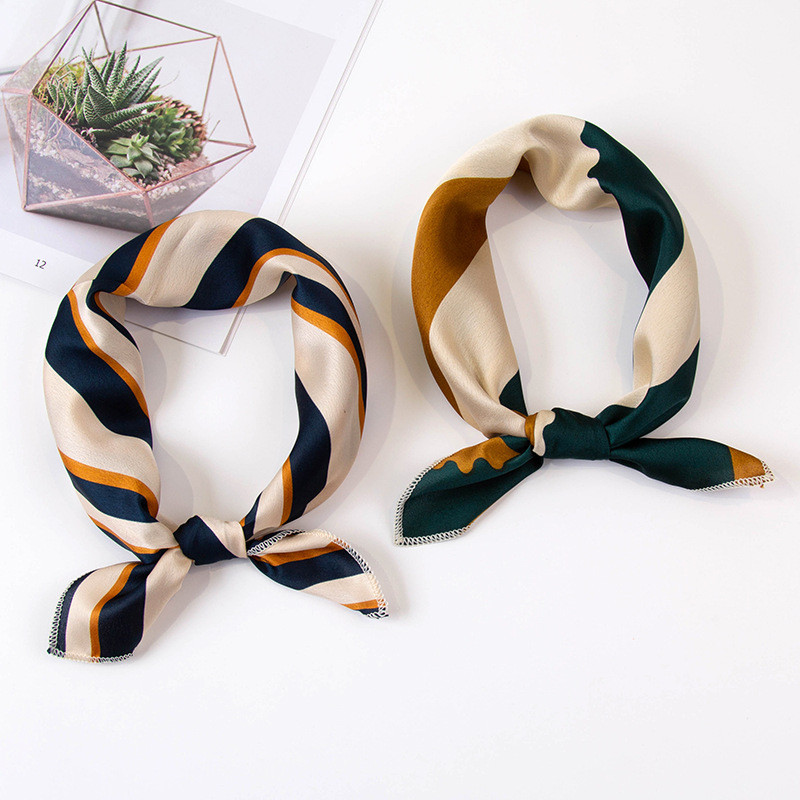 Khăn Vuông Nhỏ Khăn Lụa Nữ Xanh Xuân Thu Đông Chuyên Nghiệp Tiếp Viên Hàng Không Chuyến Bay Cổ Vuông