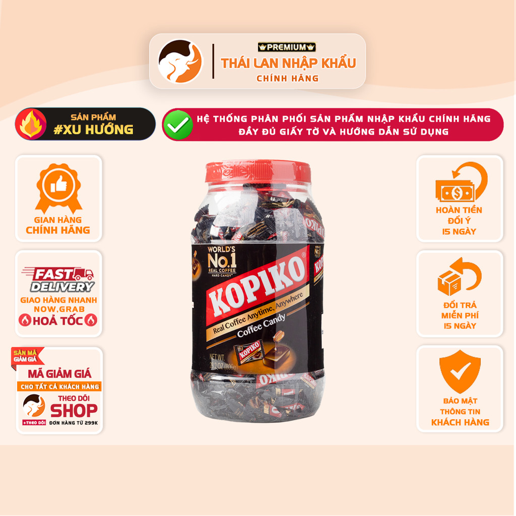 [COMBO 3 HỘP] Kẹo Cà Phê Kopiko Cappuccino – Hộp 560g