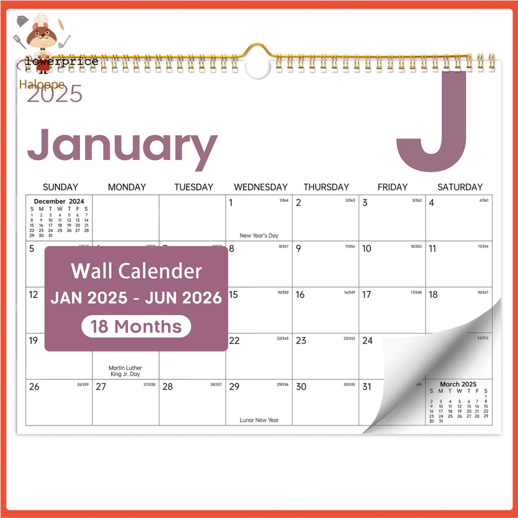 [Haloppe] Lịch treo tường 2025-2026 Lịch treo tường 18 tháng 2025 Lịch treo tường 18 tháng Jan 2025 