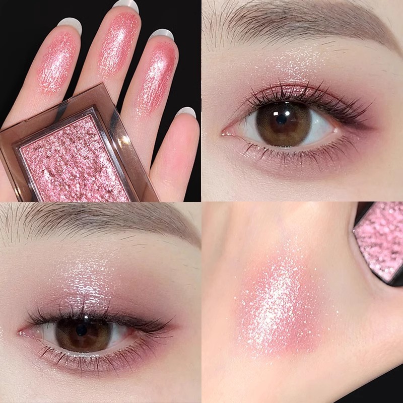 Spot Goods#GECOMO Gemeng Smoke Charm Single Color Eyeshadow Palette Glazed Pink Pearl Fine Shimmer E