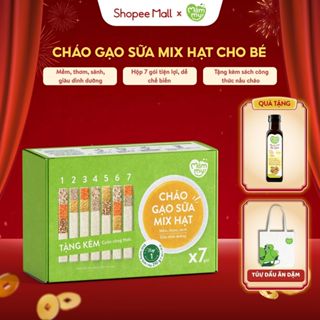 Cháo ăn dặm cho bé Mămmy cháo gạo sữa mix hạt nấu cháo sánh mịn bổ sung dinh dưỡng cho bé hộp 7 gói.