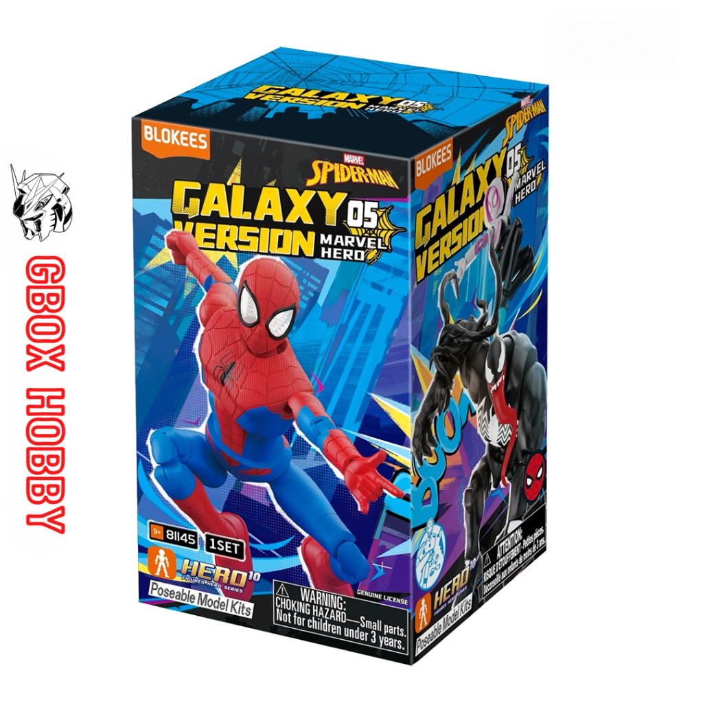 Mô hình Blokees Marvel Spider Man Super Hero Series 05 Galaxy Version 05 Vol 5 EM11 hộp mù lắp ráp N