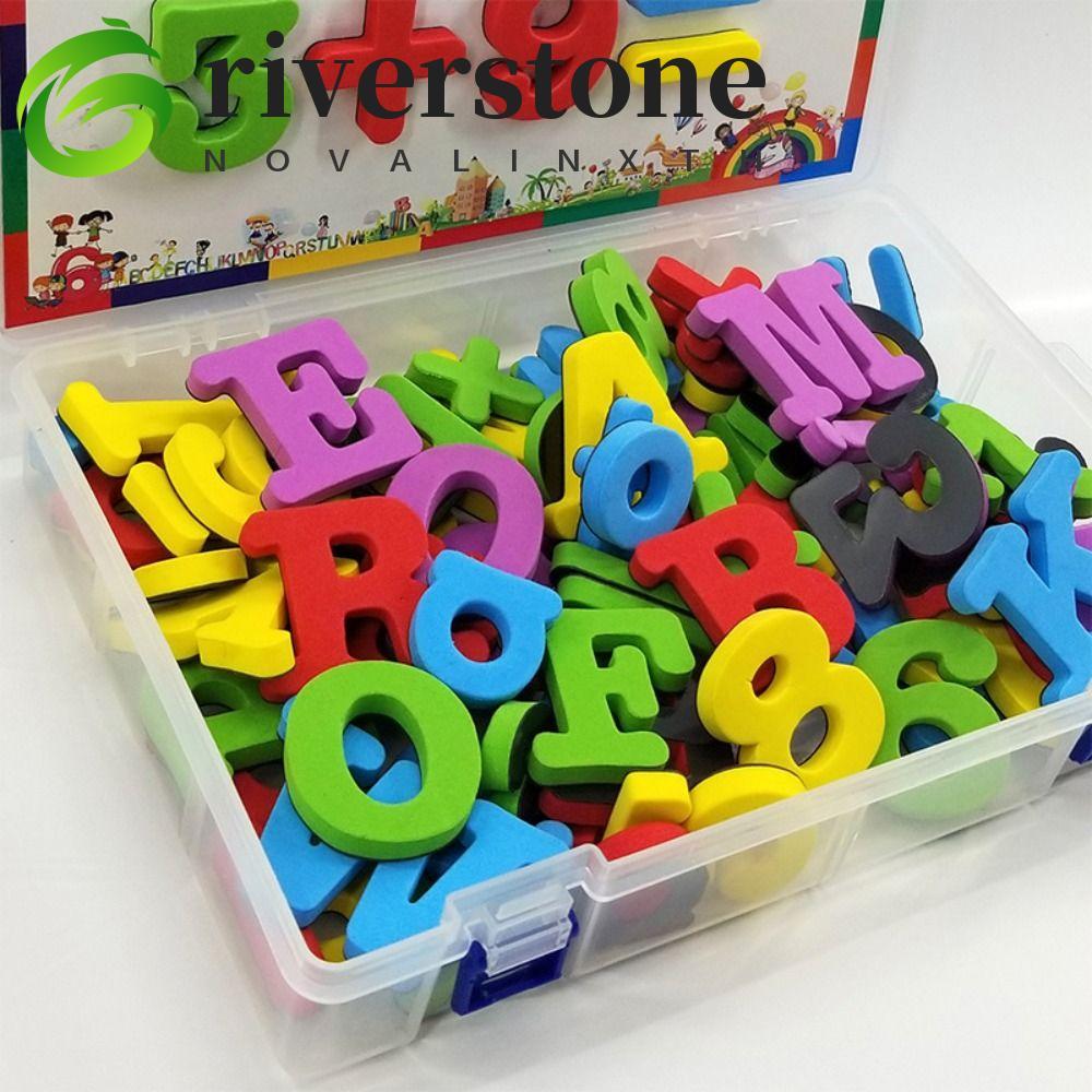 RIVERSTONE 24 Miếng Dán Tủ Lạnh Chữ Cái Từ Tính, Có Thể Giặt Được Chữ Cái Bảng Chữ Cái EVA Nhãn Dán 