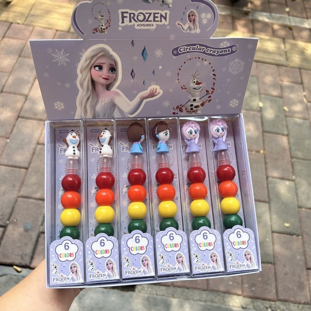 Dễ Thương Sáng Tạo Văn Phòng Phẩm Hoạt Hình Đầu Silicon Bullet Crayon 6 Màu 12 Màu Khâu Xoay Crayon 