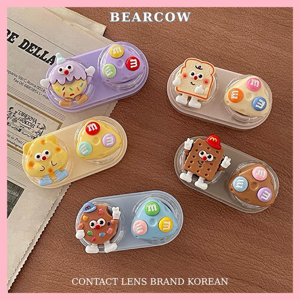 BEARCOW Khay Đựng Lens Có Ngăn Charm Hình Socola MM Dễ Thương