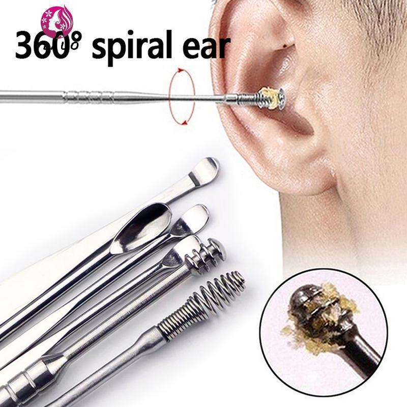 Springevenstar Ear Wax Piers Cleaner Thép không gỉ Earpi Wax Remover Curette Care Ear Pi Cleaner Ear