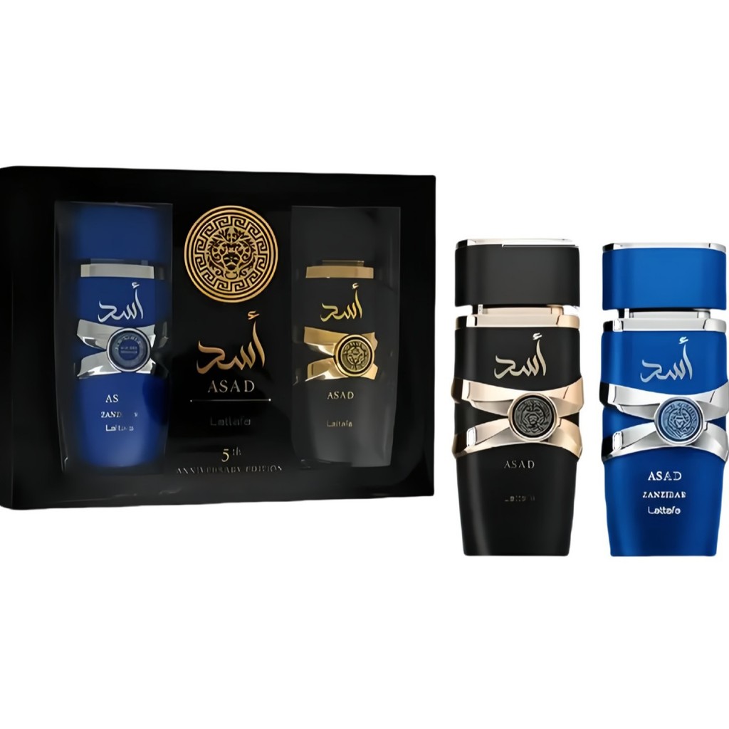 Lattafa Asad + Asad Zanzibar Bộ 5 Nước Hoa Ả Rập Trung Đông