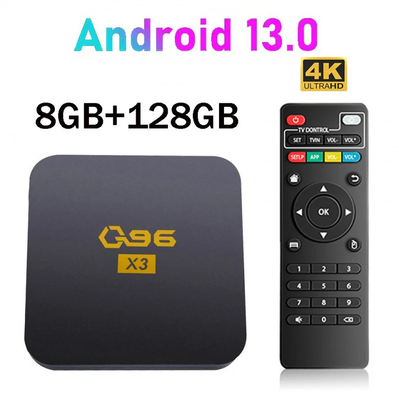 Q96 X3 TV Box Smart Android 13 Quad Core 4K HDR WiFi 4G Media Player 8GB 128GB Android TV Box Allwin