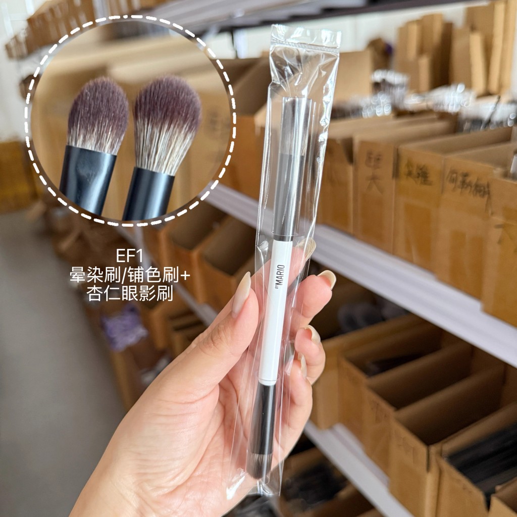 Trang điểm Mỹ CỦA MARIO EF1 Bàn chải phấn mắt hai đầu Bàn chải nhòe Phấn mắt tô màu