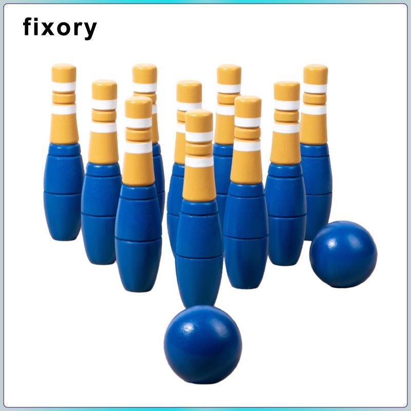 Fixory Gỗ Bowling Bộ Skittles Đồ Chơi Bowling Trò Chơi Đạo Cụ Sân Sau Giáo Dục Bowling