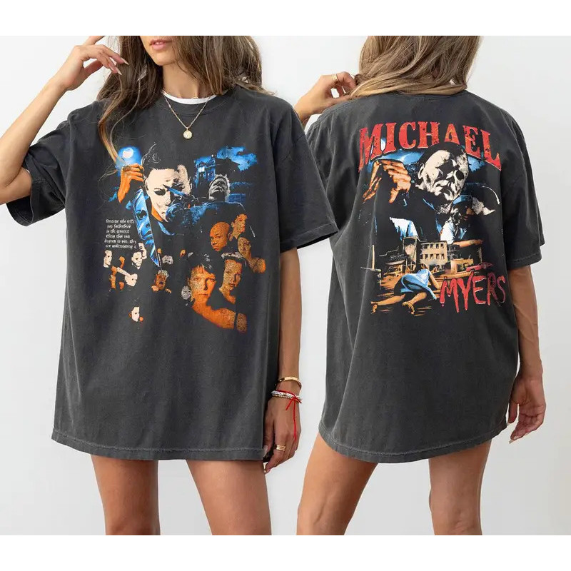 Michael Meyers Halloween Jersey Phim Kinh Dị Áo Thun Nhóm Series Mùa Ma Ám