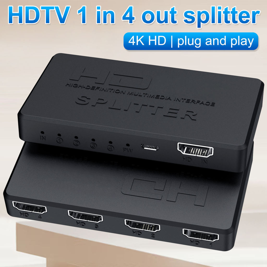 Thiết bị Video âm thanh Logo tùy chỉnh Bộ chia HDMI ABS 4k 1x4 Bộ chia HDMI 1 trong 4 cho màn hình E