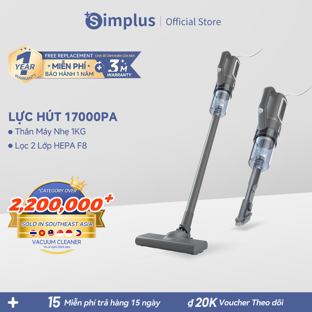Simplus Máy Hút Bụi Cầm Tay Lực Hút Mạnh 16000Pa Xcqh008 - Bảo Hành 1 Năm 1 Đổi 1