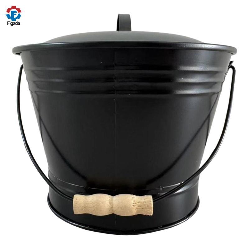 Lò Sưởi Xô Tro Cao Cấp Có Nắp Độ Bền Thực Tế Lò Sưởi Dụng Cụ Xô Than Kim Loại Cho Lò Đốt Gỗ Bếp