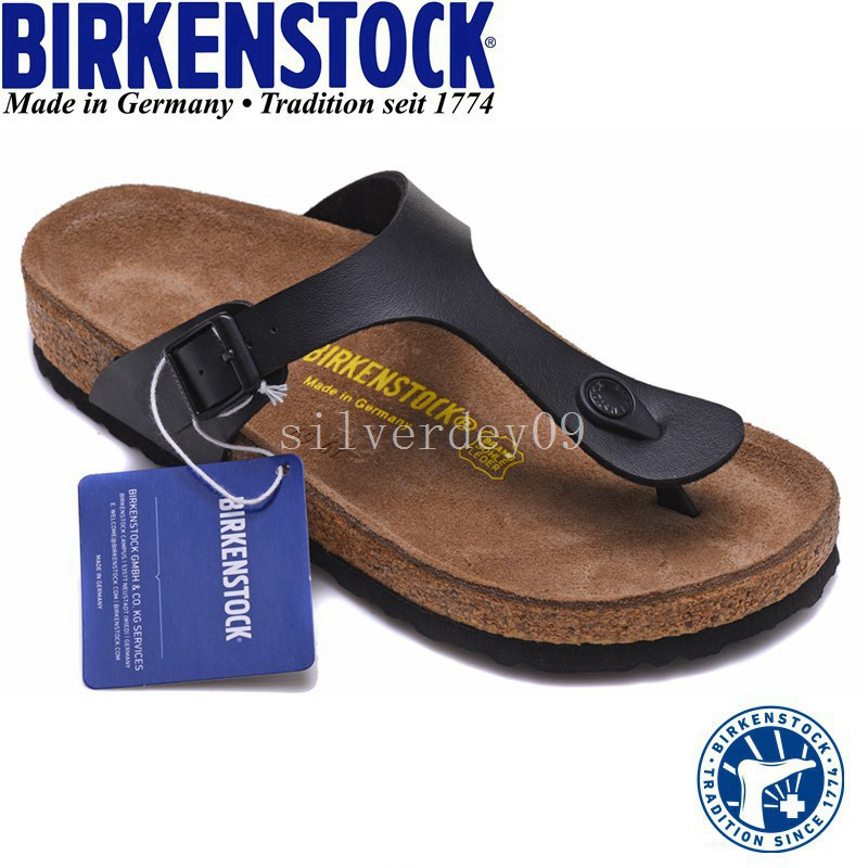 Đức Birkenstock Birkenstock Cork Flip-Flops Birkenstock Flip-Flops Nam Nữ Khóa Đơn Flip-Flops Đen