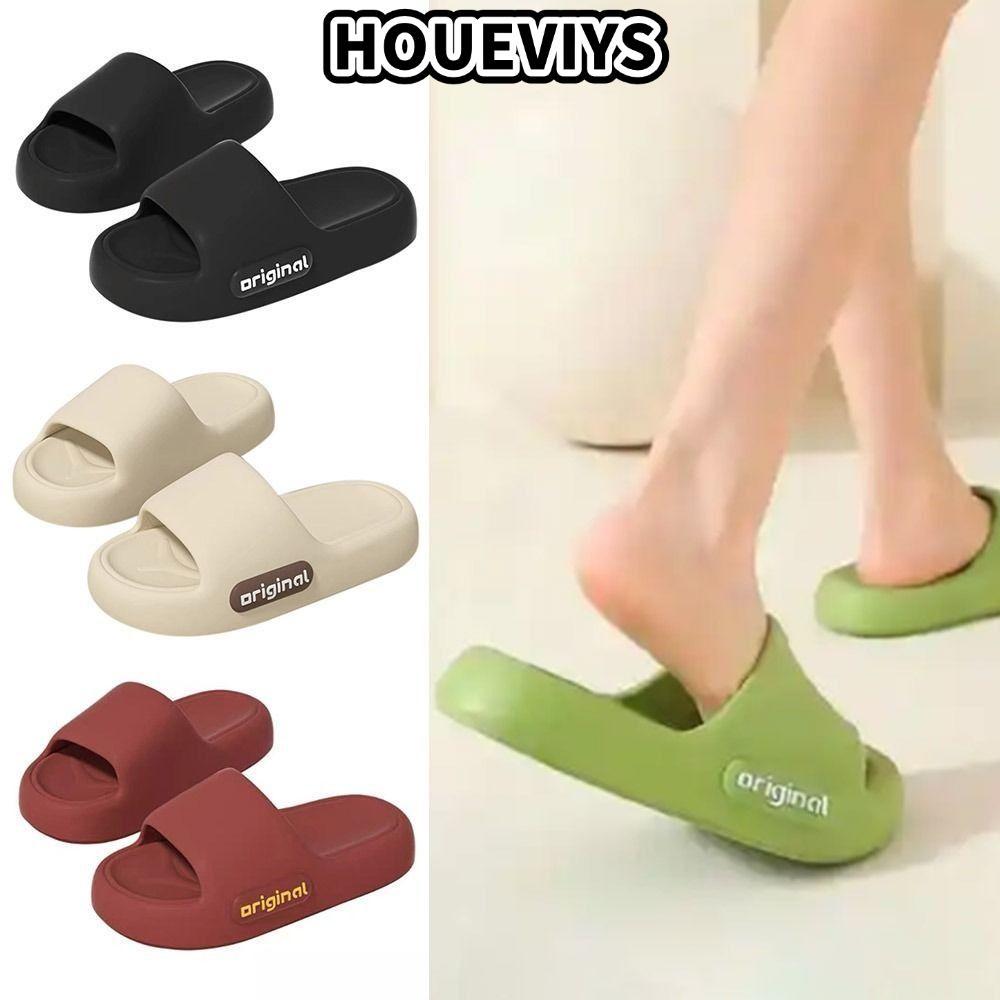Dép đi biển HOUEVIYS, Dép đi biển đế mềm chống trượt, Dép đi biển đế dày thời trang EVA màu trơn mùa hè cho cặp đôi nữ