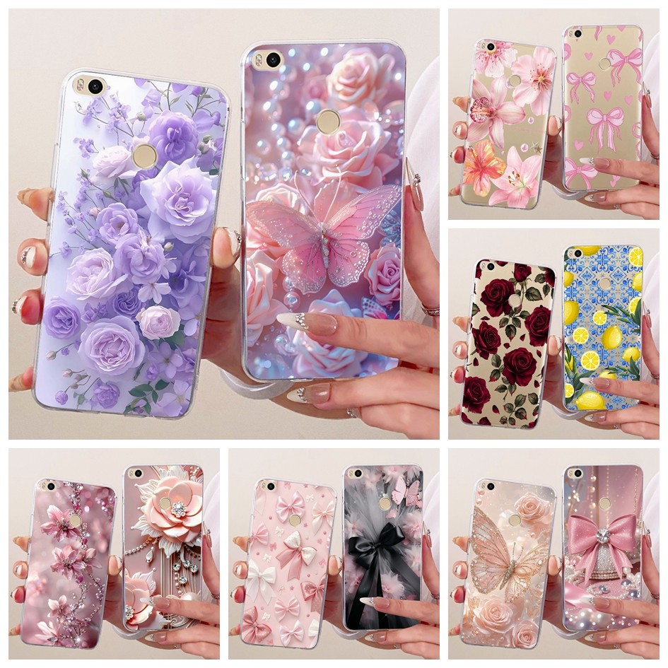 Ốp điện thoại Mới Cho Xiaomi Mi Max 2 Vỏ Hoa Đẹp Nơ Silicon Mềm Trong Suốt TPU Ốp điện thoại Cho Xio