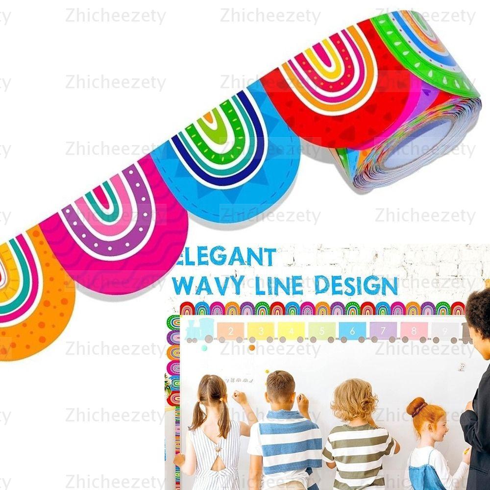 ZHICHEEZETY 1 Cuộn Giấy Biên Giới, Giấy DIY Bảng Phấn Bảng Biên Giới, Tự Dính 5.5cm Viền Viền Miếng 