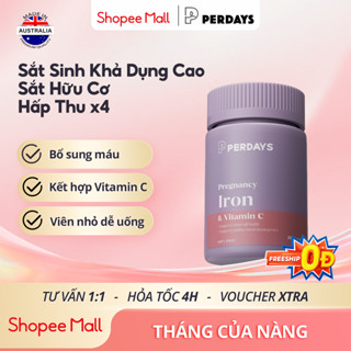 Viên uống Sắt Hữu Cơ - Sắt PERDAYS Sinh Khả Dụng Cao - Bổ Sung Máu Thiếu Sắt - Lọ 30 Viên