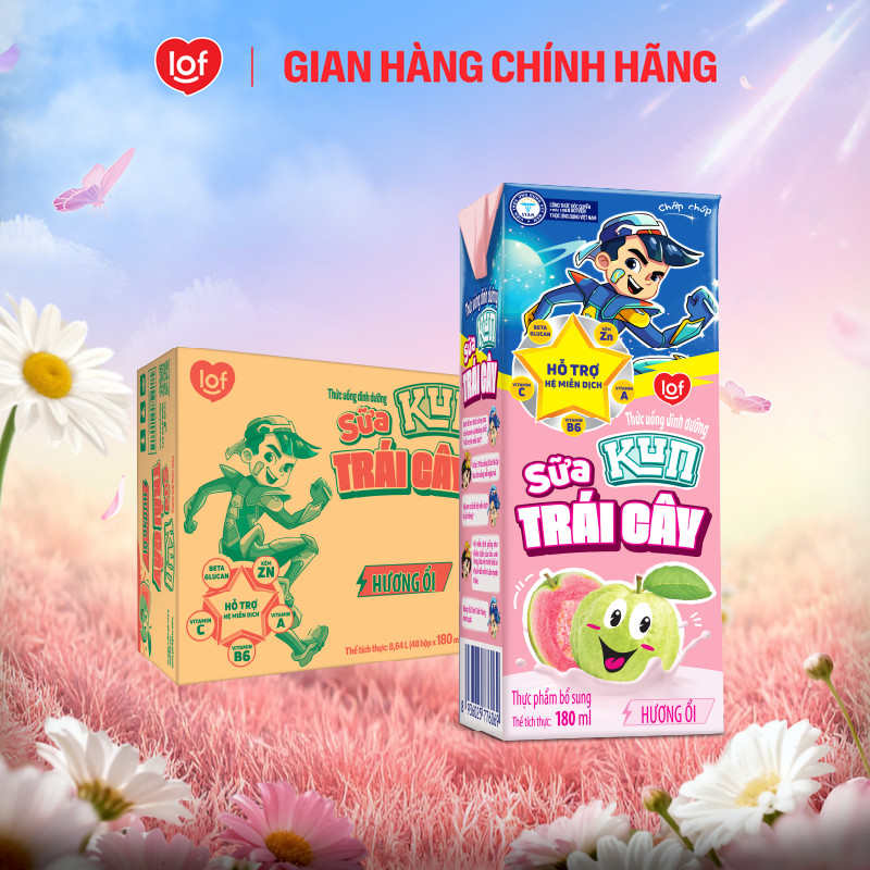 Sữa trái cây Kun vị ổi thùng 48 hộp x 180ml