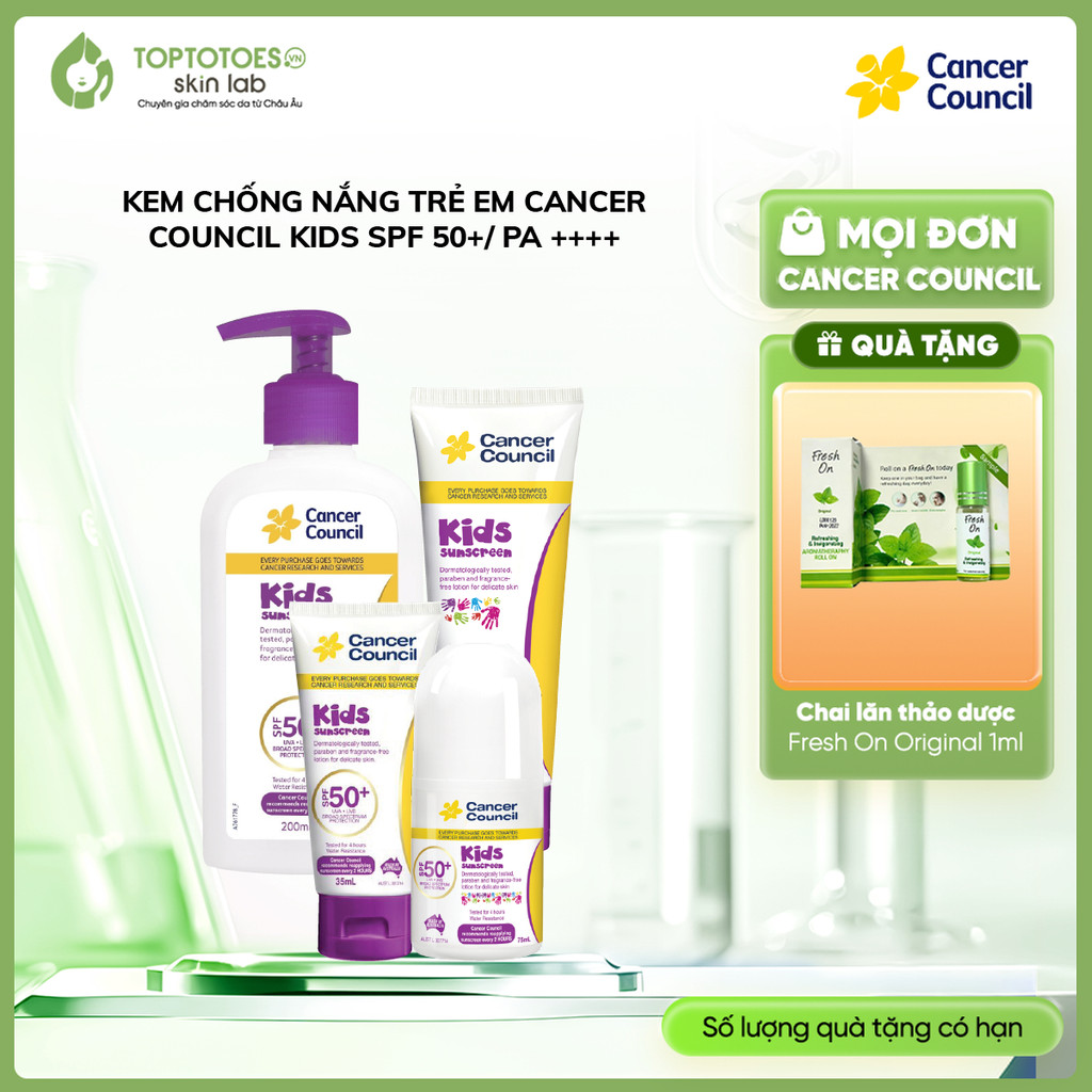 [HÀNG NHẬP KHẨU] Kem chống nắng Trẻ em Cancer Council Kids SPF 50+/ PA ++++