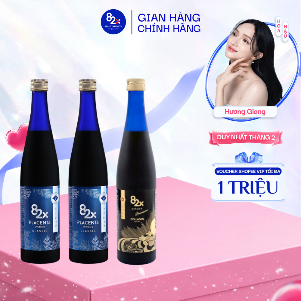 Combo 82X Gồm 2 Chai Placenta Classic & 1 Chai Sakura Collagen 500ml/Chai