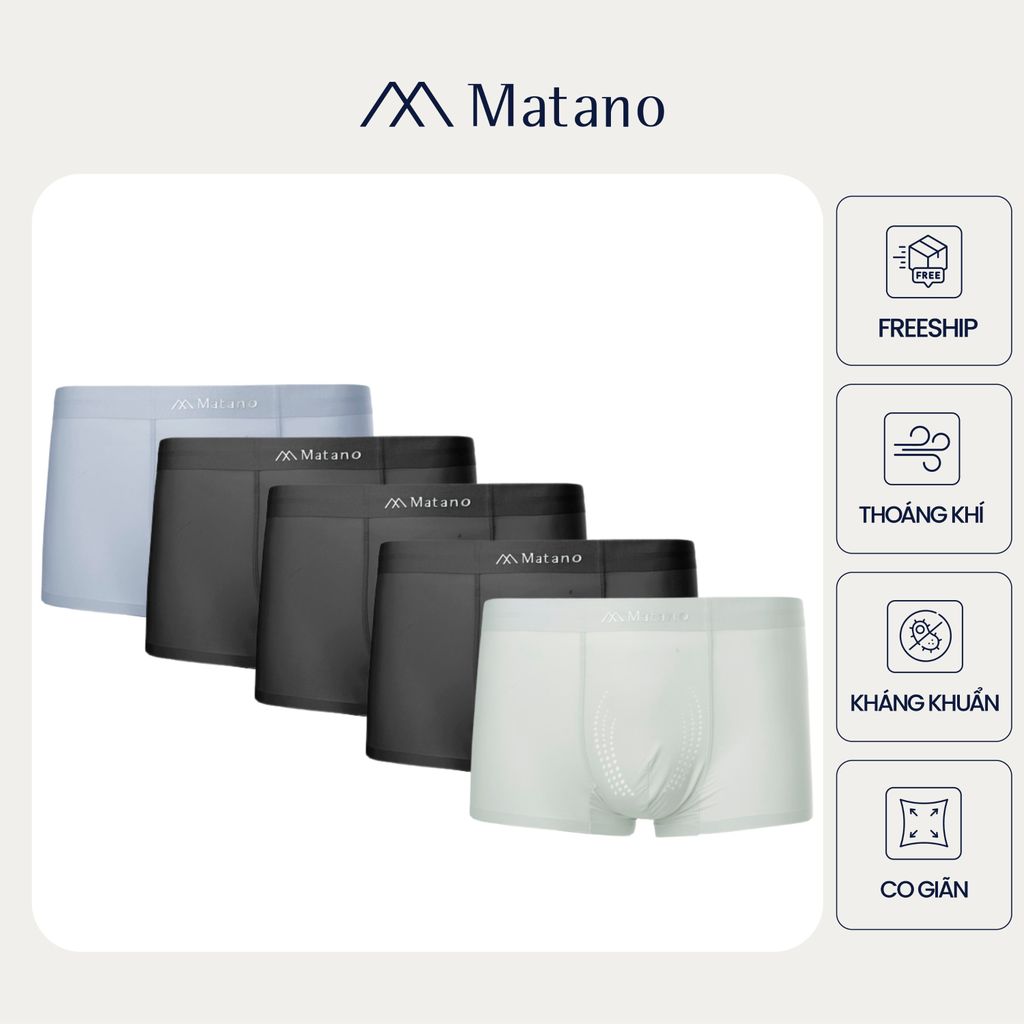 [COMBO 5] Quần Lót Boxer Nam Lụa Băng Đục Lỗ Thoáng Khí MATANO QL067 chất liệu cao cấp, mềm mịn, nhẹ