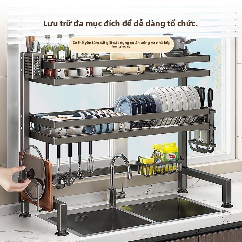 Giá để bát đĩa, Giá úp chén bát thông minh cạnh bồn rửa,Kệ để bát đĩa