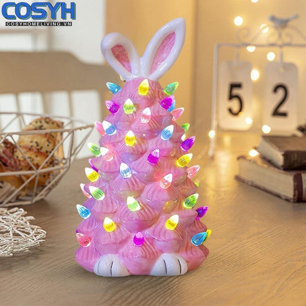 <cosyh>Resin Light up Easter Tree Lighted Easter Tree with Bunny Ears Decoration