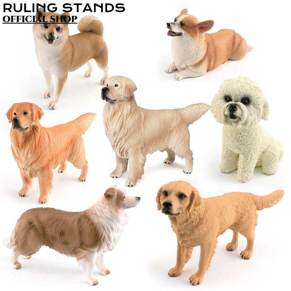 Đồ trang trí chó RULING STANDS, Chó bông PVC Shiba Inu Corgi Tượng thú cưng thực tế, Tượng chó giống