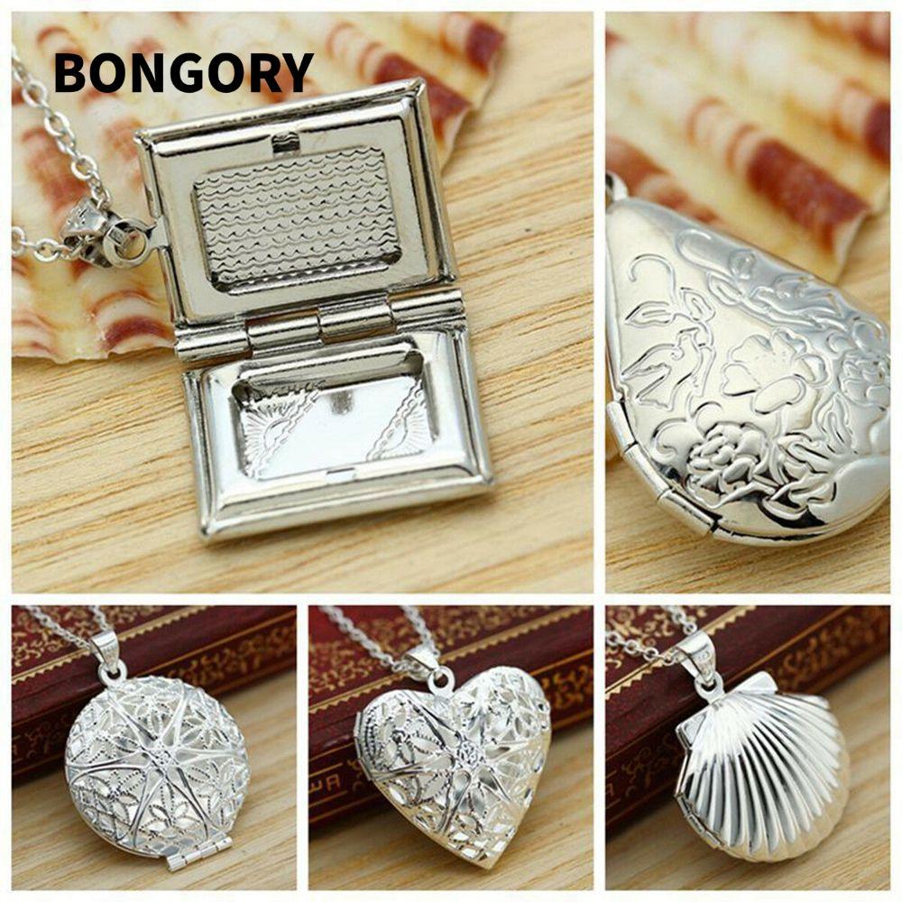 BONGORY Dây chuyền Bạc Bộ nhớ Khung ảnh rỗng Mặt dây chuyền