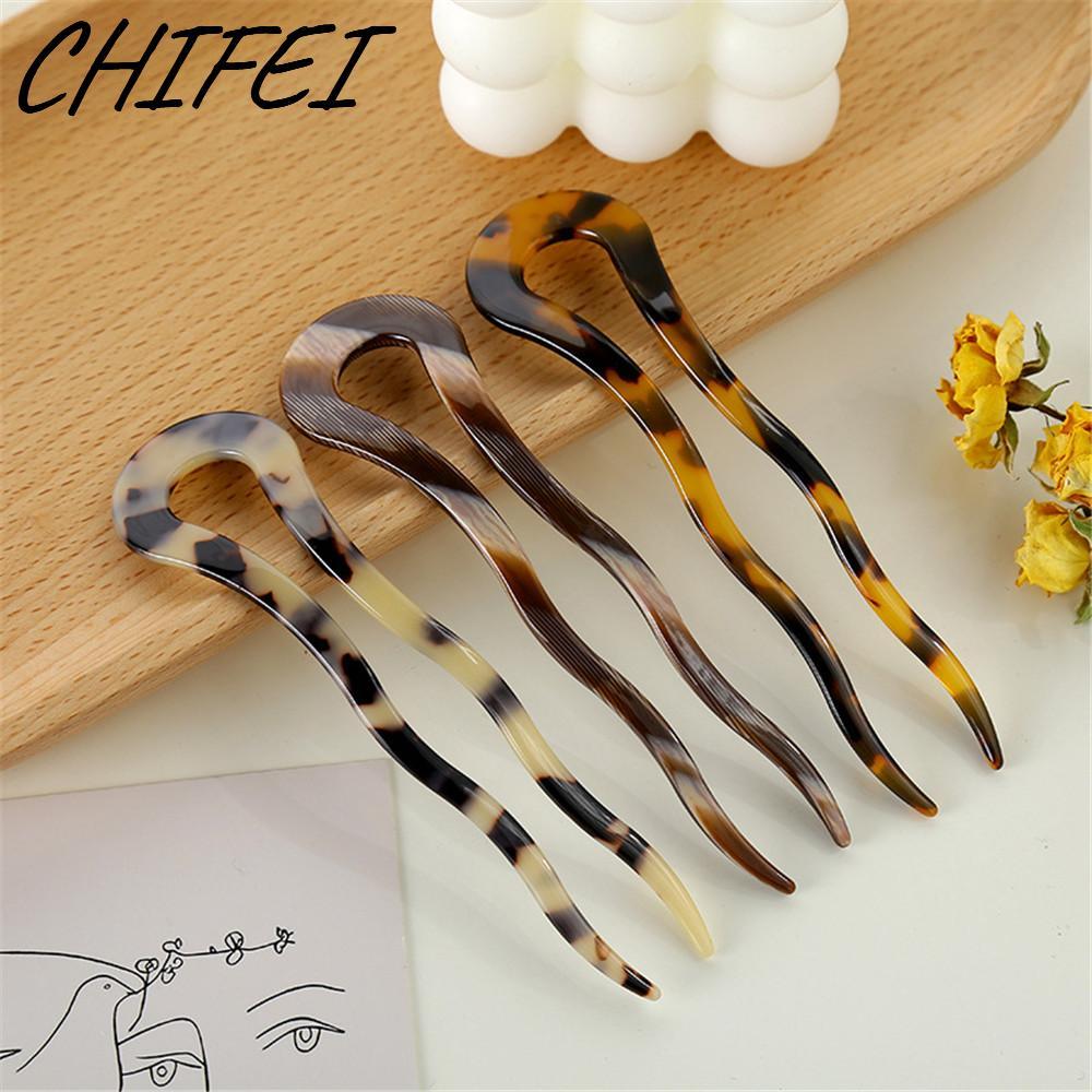 Kẹp tóc CHIFEI Leopard Acetate Retro Kẹp tóc