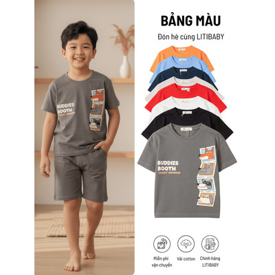 Áo thun cotton nhiều hình LITIBABY mã A02 size 2 đến 12 tuổi