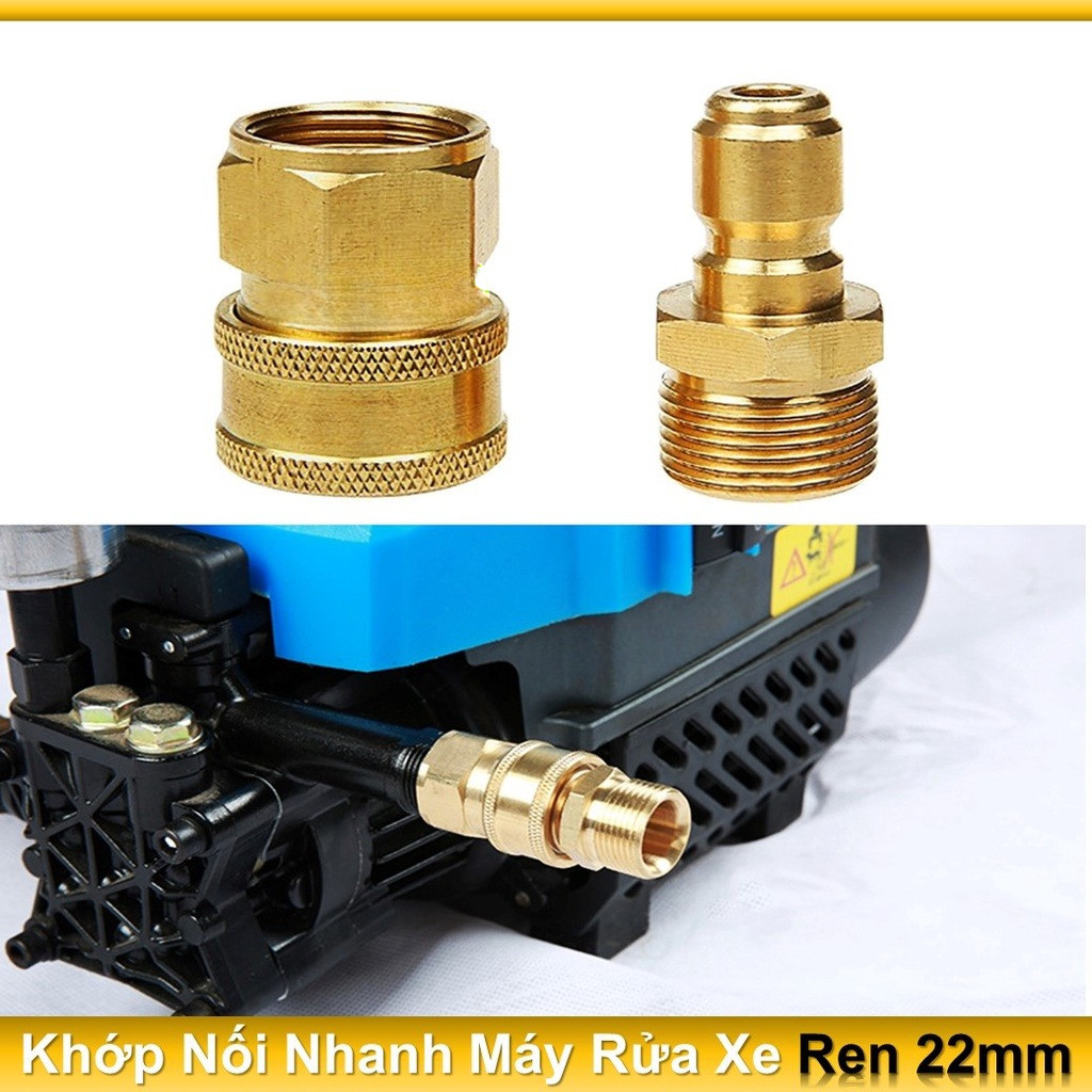 Khớp nối nhanh, Khớp nhanh máy rửa xe ren 22mm, Chống xoắn dây rửa xe (Ren bi 22mm), Phụ kiện máy rử