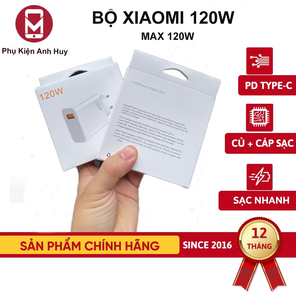 Bộ sạc Xiaomi  120W 90W 45W sạc nhanh cho Xiaomi  bảo hành 6 tháng