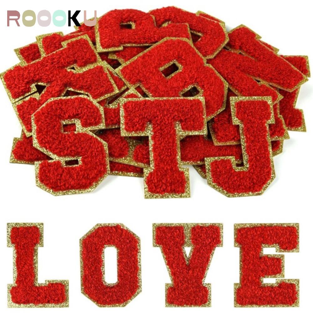 ROOOKU 26 Miếng Dán Vải Dính, Khăn Thêu Miếng Dán Chữ Cái Tiếng Anh Dán Quần Áo, Màu A ~ Z DIY Bảng 