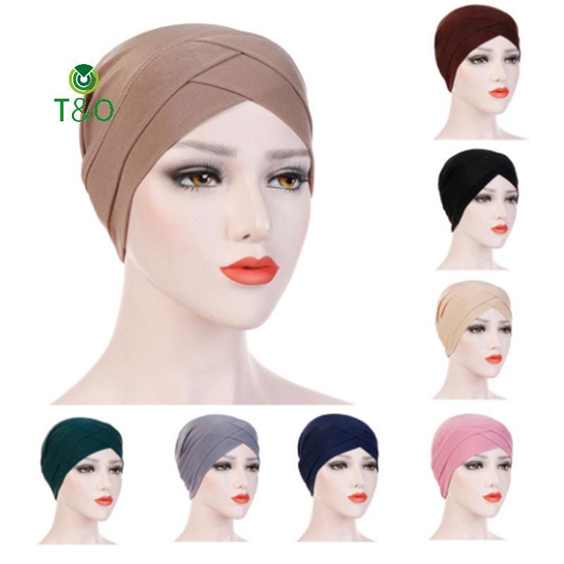 T & O Full Cover Bên Trong Mũ Hijab Hồi Giáo Co Giãn Mũ Turban Hồi Giáo Underscarf Bonnet