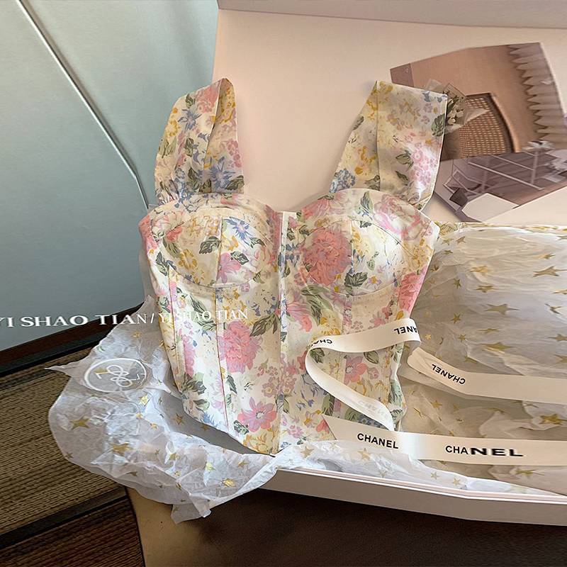 French Sweet Camisole Girls' Summer Sexy Short Tube Top bvIz