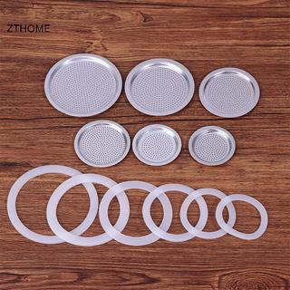 ZTHOME 4 Cái / bộ 3 Miếng Đệm Silicon + Bộ Lọc Nhôm Moka Pot Chai Cà Phê Có Thể Thay Thế Bằng 1 / 2 / 3 / 6 / 9 / 12 Cốc Cà Phê HOT