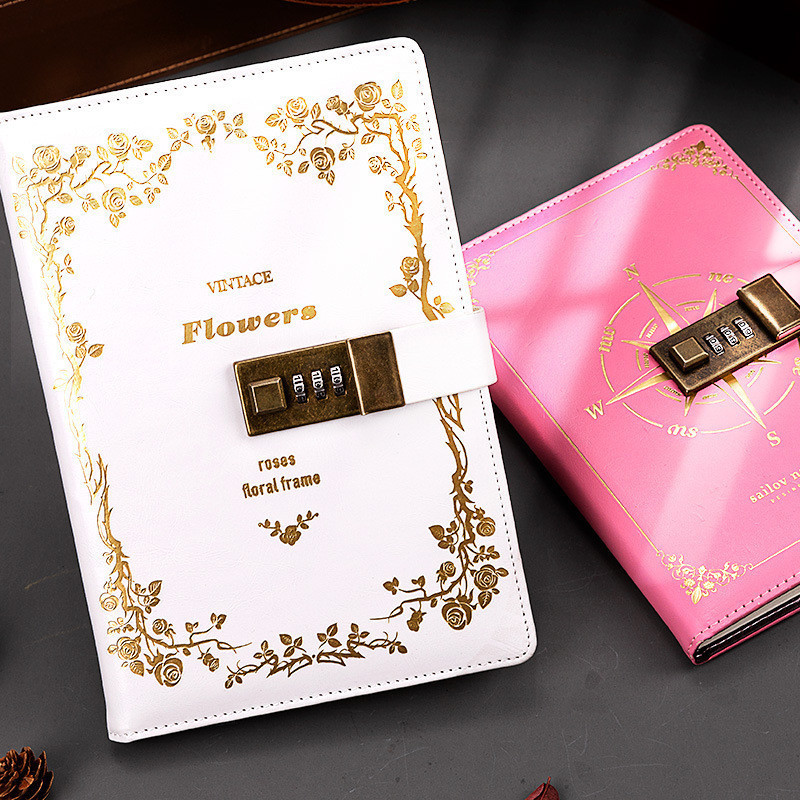 Premium Selection#Trendy Planner with Lock and Password a5Creative Thickened Couple Diary Notebook f