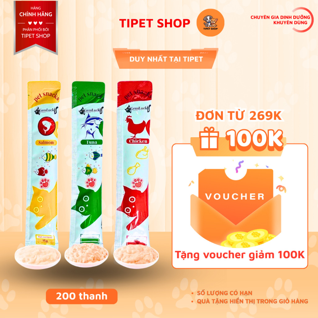 [COMBO 200] Súp Thưởng Cho Mèo Gemluck, Soup Thưởng Cho Mèo - Tipet Shop