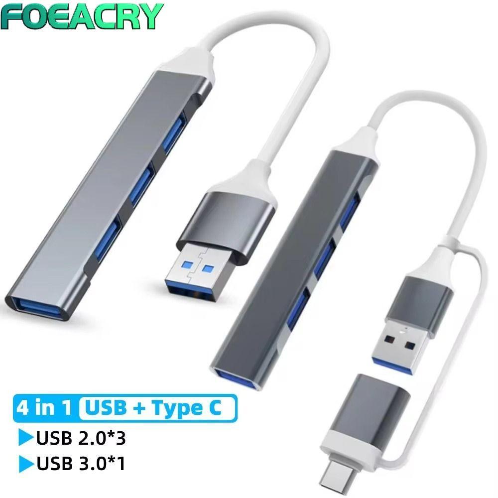 Bộ chia FOEACRY Type-C, HUB USB-C tốc độ cao 4 TRONG 1, Bộ chuyển đổi máy tính xách tay bằng hợp kim