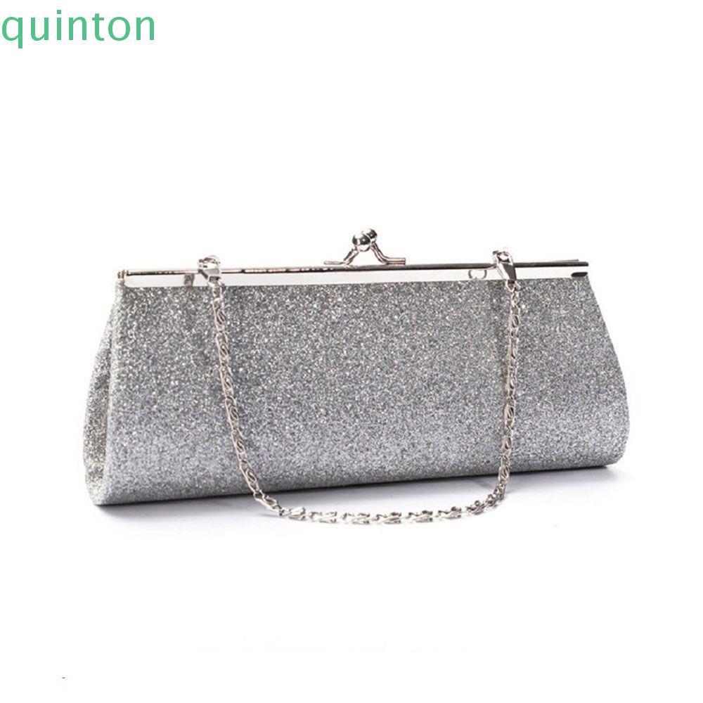 Túi xách đeo vai kiêm ví cầm tay hiệu ứng lấp lánh phối dây xích thời trang cho nữ đi tiệc/đám cưới