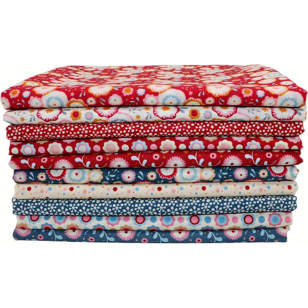 Gói vải iNee Candy Bloom Fat Quarters, Vải Cotton cắt sẵn may Quilting, 18 x 22 inch, Candy Bloom