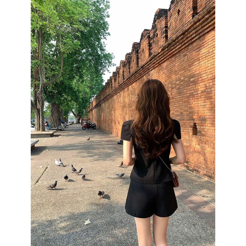 Set đồ nữ áo cổ sơ mi + chân váy ngắn xẻ HB.Studio S106 | BigBuy360 - bigbuy360.vn