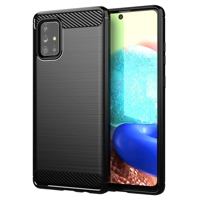 Ốp Mềm Mờ Cho Samsung Galaxy A71 5G Vỏ Sợi Carbon Chống Sốc Cho Samsung A71 5G Vỏ Điện Thoại Chải